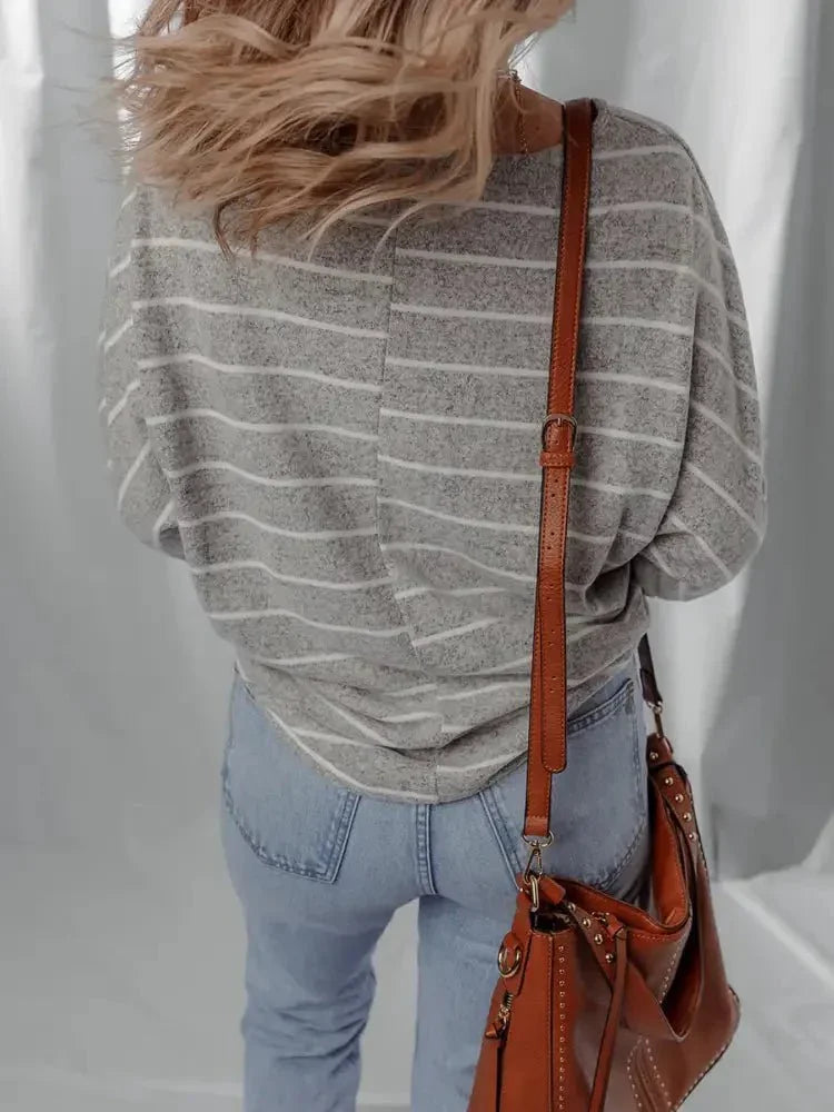 Stripe Dolman Sleeve Drop Shoulder Top - Update AvenueT-ShirtsTrendsi100100790901687100100790901687a5a95a52c9ce45f2920b3e8271018823 - Max - OriginGray