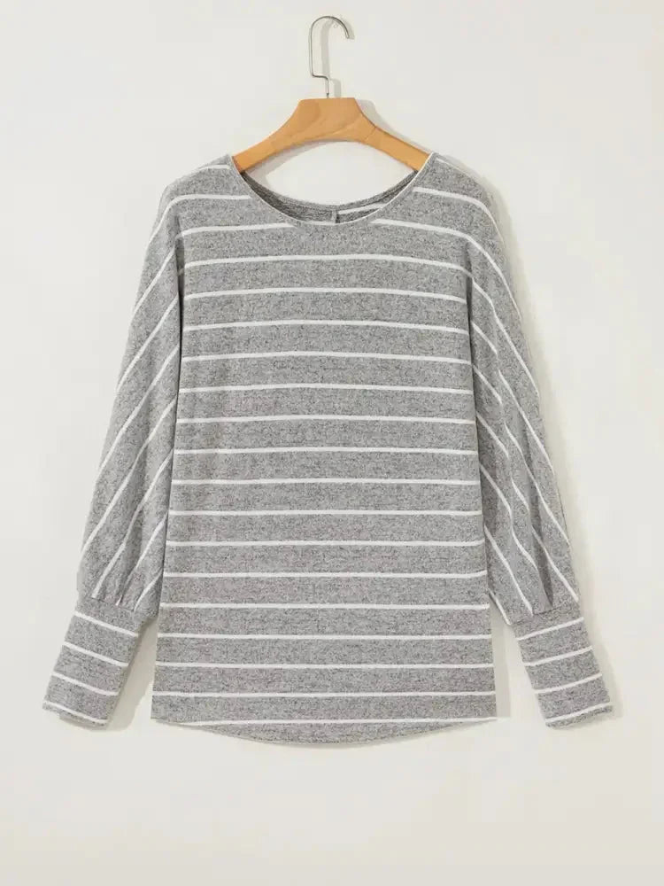 Stripe Dolman Sleeve Drop Shoulder Top - Update AvenueT-ShirtsTrendsi1001007909016871001007909016875c018cbc6aa0487fb8e73e49169a7bd9 - Max - OriginGray