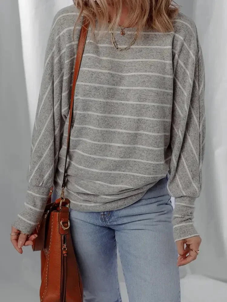 Stripe Dolman Sleeve Drop Shoulder Top - Update AvenueT-ShirtsTrendsi100100790901687100100790901687ece047176e4c4c38a0d241d995e2aea7 - Max - OriginGray