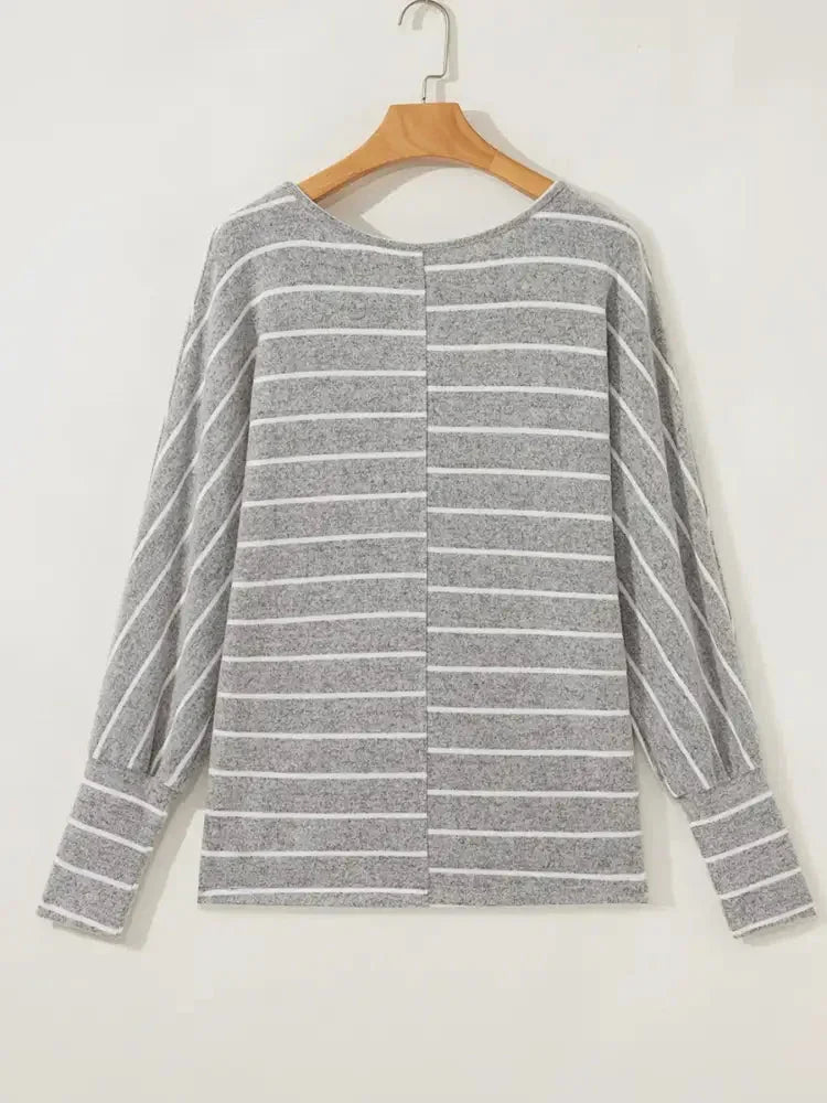 Stripe Dolman Sleeve Drop Shoulder Top - Update AvenueT-ShirtsTrendsi1001007909016871001007909016879600640226c240f8870d3684bbd7f706 - Max - OriginGray
