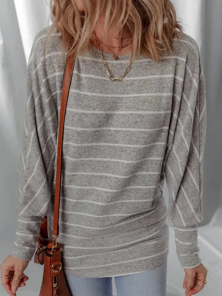 Stripe Dolman Sleeve Drop Shoulder Top - Update AvenueT-ShirtsTrendsi100100790901687100100790901687c4fbdcbd4632439397e7296170789813 - Max - OriginGray