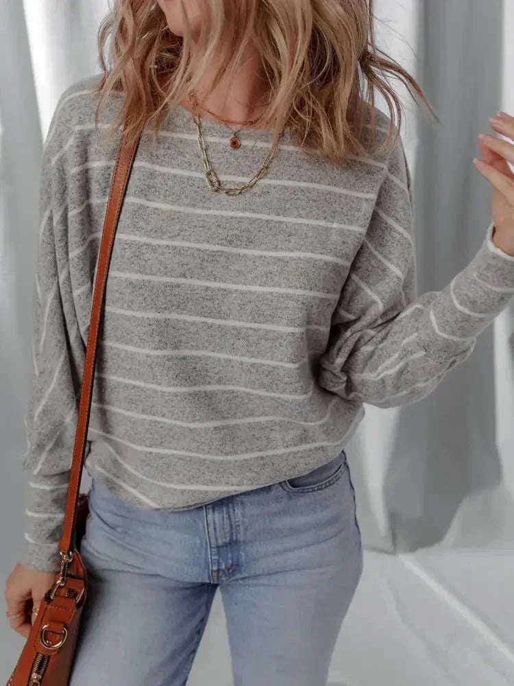 Stripe Dolman Sleeve Drop Shoulder Top - Update AvenueT-ShirtsTrendsi10010079090168710010079090168733b04ec739224b53970675e111d63fe3 - Max - OriginGray