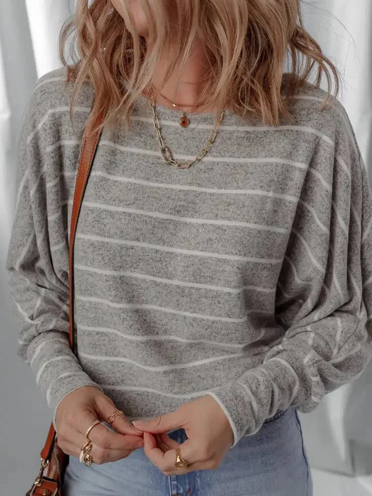 Stripe Dolman Sleeve Drop Shoulder Top - Update AvenueT-ShirtsTrendsi100100790901687100100790901687bd9f93b5c74a4f118c6b55f899bcc2d5 - Max - OriginGray