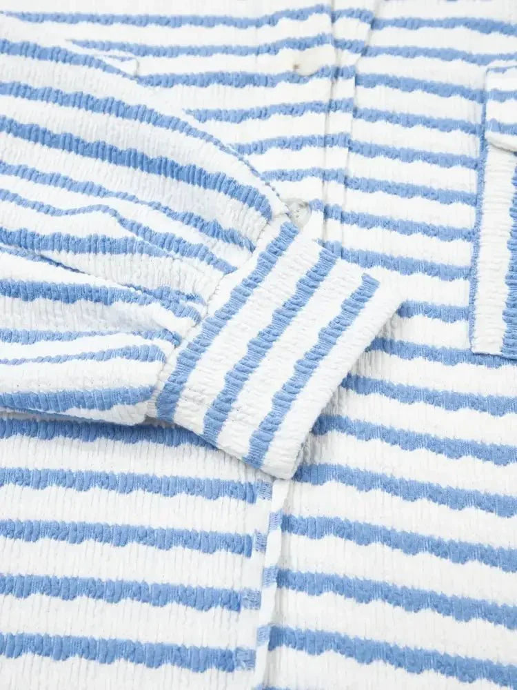 Stripe Half Button Collared Chest Pockets Loose Fit Blouse - Update AvenueDaily EssentialsTrendsi100100081712970100100081712970c2e7781aa81c41c38a9efb394819934c - Max - OriginLight Blue