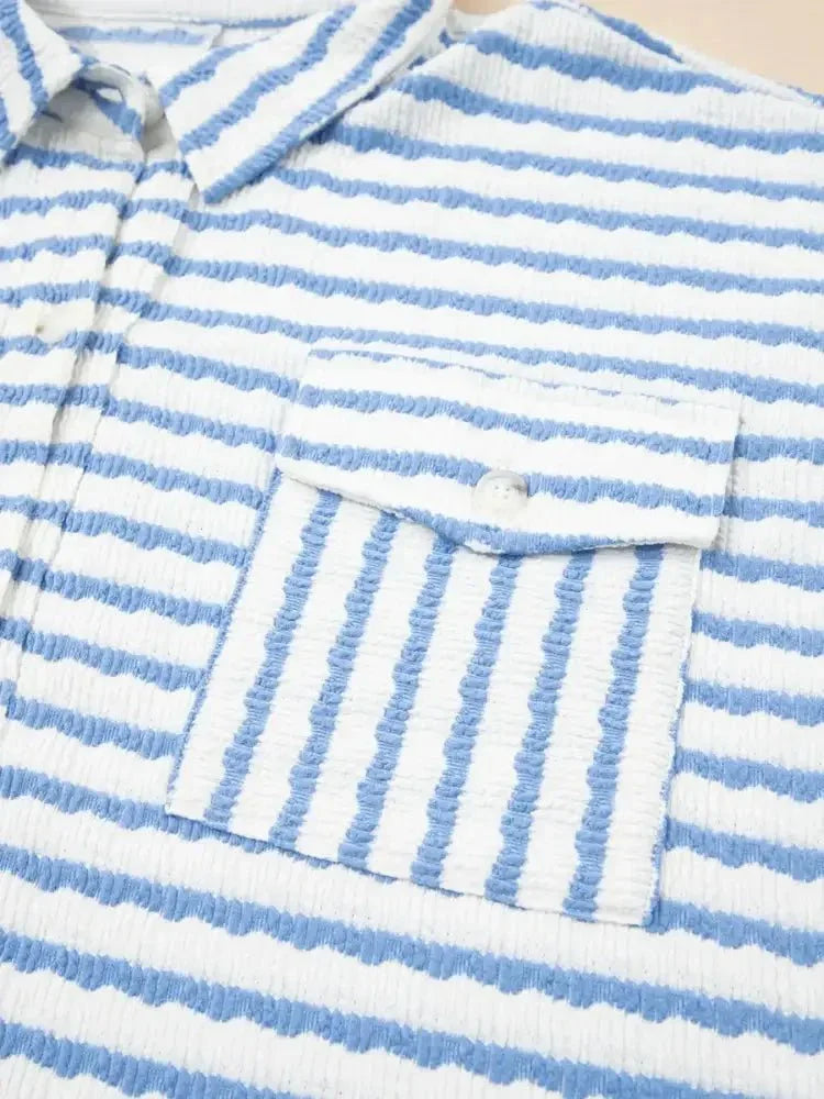 Stripe Half Button Collared Chest Pockets Loose Fit Blouse - Update AvenueDaily EssentialsTrendsi10010008171297010010008171297003175ee809c641909c9e5807ecd257ca - Max - OriginLight Blue