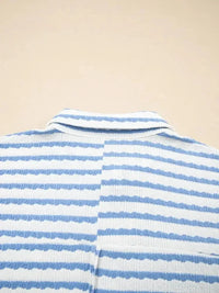 Stripe Half Button Collared Chest Pockets Loose Fit Blouse - Update AvenueDaily EssentialsTrendsi1001000817129701001000817129706395098c3ec64b30a06b42a40537b059 - Max - OriginLight Blue