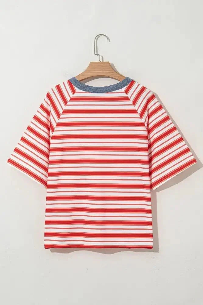 Stripe Print Contrast Collar Raglan Sleeve T Shirt - Update AvenueT-ShirtsTrendsi1001004095011001001004095011005d0d9b63 - 6d90 - 4726 - 88aa - 2a104bff5050 - Max - OriginCoral