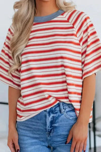 Stripe Print Contrast Collar Raglan Sleeve T Shirt - Update AvenueT-ShirtsTrendsi10010040950110010010040950110082d3ef4f - 8693 - 49a0 - b5c8 - 6ed3791f3cb3 - Max - OriginCoral