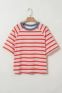 Stripe Print Contrast Collar Raglan Sleeve T Shirt - Update AvenueT-ShirtsTrendsi100100409501100100100409501100e57f7600 - a5f3 - 4d22 - be3e - f87a48d545be - Max - OriginCoral