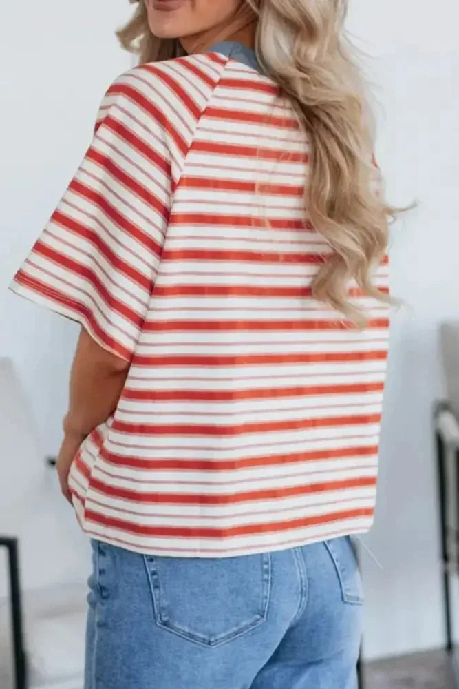 Stripe Print Contrast Collar Raglan Sleeve T Shirt - Update AvenueT-ShirtsTrendsi100100409501100100100409501100c5938f8f - b68d - 409f - 9044 - 67cdb1986e92 - Max - OriginCoral