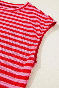 Stripe Ribbed Cap Sleeve Round Neck T Shirt - Update AvenueT-ShirtsTrendsi1001002226084701001002226084703dd0c06c - aa0f - 49ee - ab59 - 7a8df8cc4dc6 - Max - OriginStrawberry