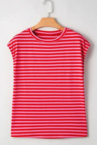 Stripe Ribbed Cap Sleeve Round Neck T Shirt - Update AvenueT-ShirtsTrendsi1001002226084701001002226084708e80c68c - d19a - 4b0d - a478 - fefd14a216e5 - Max - OriginStrawberry