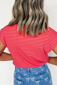 Stripe Ribbed Cap Sleeve Round Neck T Shirt - Update AvenueT-ShirtsTrendsi1001002226084701001002226084708fda9c43 - 29c3 - 424f - 8a35 - d7268fa181ec - Max - OriginStrawberry