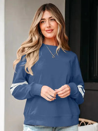 Stripe Round Neck Long Sleeve Sweatshirt - Update AvenueDaily EssentialsTrendsi100100293467155100100293467155aae4826c - 05be - 465f - a5c1 - ada56b5843bd - Max - OriginBlue