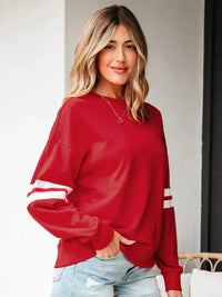 Stripe Round Neck Long Sleeve Sweatshirt - Update AvenueDaily EssentialsTrendsi100100293469908100100293469908fe31644c - 99f5 - 4b77 - 86a3 - 6f0c92d14ab9 - Max - OriginDeep Red