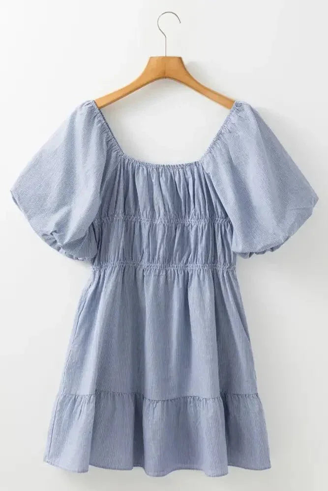Striped Bubble Sleeve Ruched Babydoll Dress - Update AvenueTrendsi10010061072316010010061072316004caa277 - 6015 - 427b - ad21 - d444a15a4e4b - MaxLight Blue
