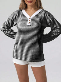 Striped Button Detail Long Sleeve Top - Update AvenueT-ShirtsTrendsi10010020937372110010020937372102ee2c0c0dd247e09eb4ac98a95a50ad - Max - OriginGray