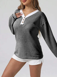 Striped Button Detail Long Sleeve Top - Update AvenueT-ShirtsTrendsi100100209373721100100209373721862c71b43c464237972bf162941c71c7 - Max - OriginGray