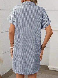Striped Button Down Short Sleeve Mini Dress - Update AvenueEffortless Elegance: DressesTrendsi100100507855797100100507855797c334c8c2 - 2e93 - 4866 - 9473 - 3b4fb7a8cff0 - MaxDark Blue