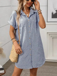 Striped Button Down Short Sleeve Mini Dress - Update AvenueEffortless Elegance: DressesTrendsi10010050785579710010050785579763c515ab - 5d4c - 4ba3 - a9ff - d1ad3bebf4bf - MaxDark Blue