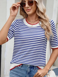 Striped Casual T-Shirt with Contrast Trim - Update AvenueT-ShirtsTrendsi100100090776517100100090776517d02abc1891694b839caa33ec71e2eebc - Max - OriginBlue/White