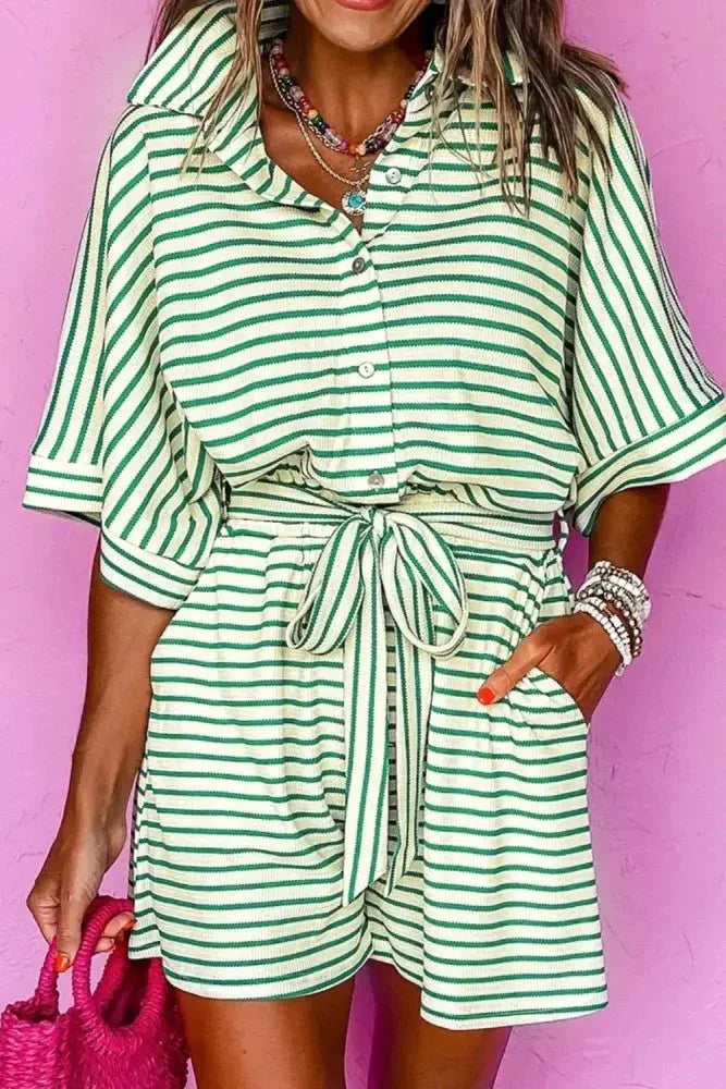 Striped Half Sleeve Tie Waist Romper - Update AvenueVacation StyleTrendsi100100075158319100100075158319e1d8704e - c0a4 - 4d82 - a4d3 - 099f175f47f6 - MaxGreen
