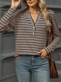 Striped Henley T-Shirt with Button Detail - Update AvenueDaily EssentialsTrendsi100100511296528100100511296528da260e90 - de12 - 41b3 - a256 - dba4b600be26 - Max - OriginTaupe