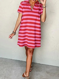 Striped Johnny Collar Short Sleeve Dress - Update AvenueDaily EssentialsTrendsi100100123373281100100123373281d21491913b8f40daa5fdc9cf3a881cde - Max - OriginRose Red