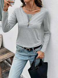 Striped Long Sleeve Casual T-Shirt - Update AvenueT-ShirtsTrendsi100100388413645100100388413645a530033696334c07a830434aa80be7ec - Max - OriginLight Gray