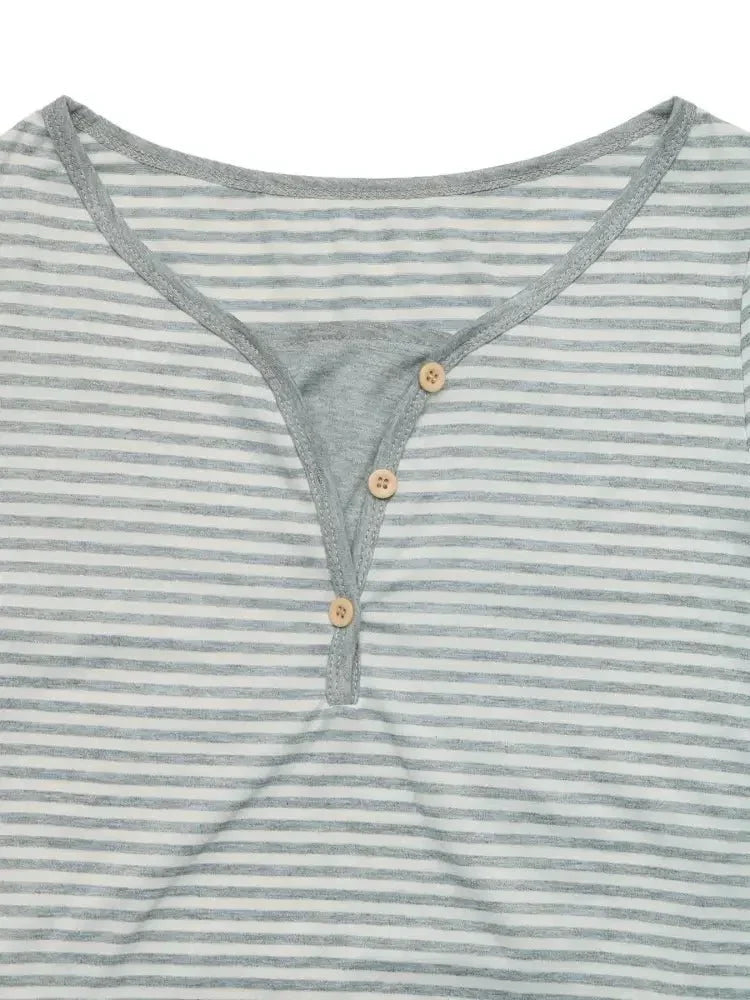 Striped Long Sleeve Casual T-Shirt - Update AvenueT-ShirtsTrendsi10010038841364510010038841364528fc51175fdc40c3b5a680c33081ec90 - Max - OriginLight Gray