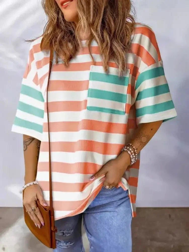 Striped Oversized Short Sleeve T-Shirt - Update AvenueT-ShirtsTrendsi1001008933284591001008933284590d5d077d - c583 - 4134 - b4f8 - 1169d9807920 - Max - OriginOrange