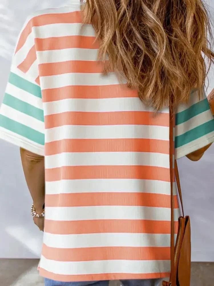 Striped Oversized Short Sleeve T-Shirt - Update AvenueT-ShirtsTrendsi100100893328459100100893328459a6a3a5cf - e27e - 49c5 - 8719 - ad40712d35cc - Max - OriginOrange