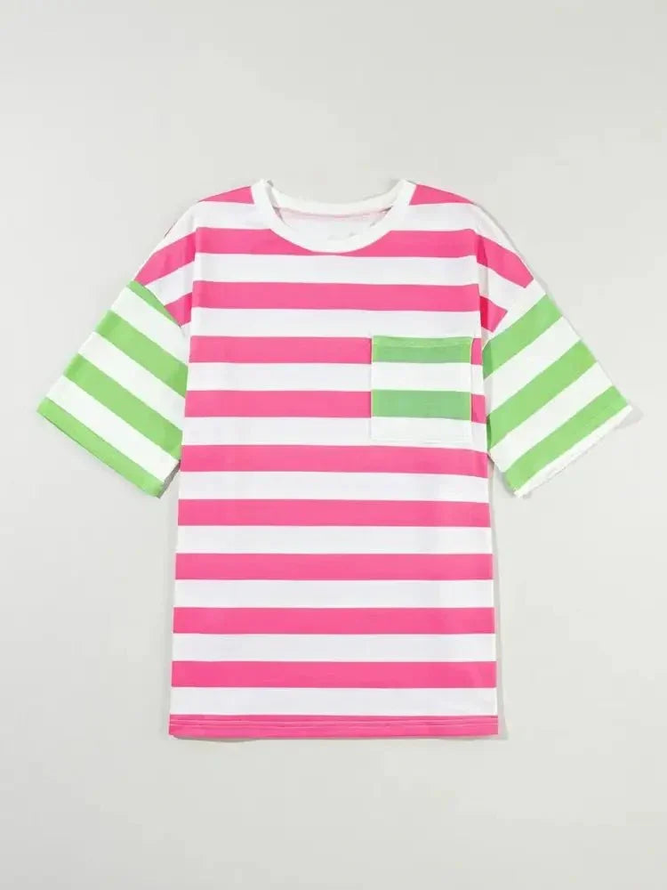 Striped Oversized Short Sleeve T-Shirt - Update AvenueT-ShirtsTrendsi100100893329294100100893329294aefd3fdb - adb8 - 47cf - b299 - 954bf283a157 - Max - OriginPink