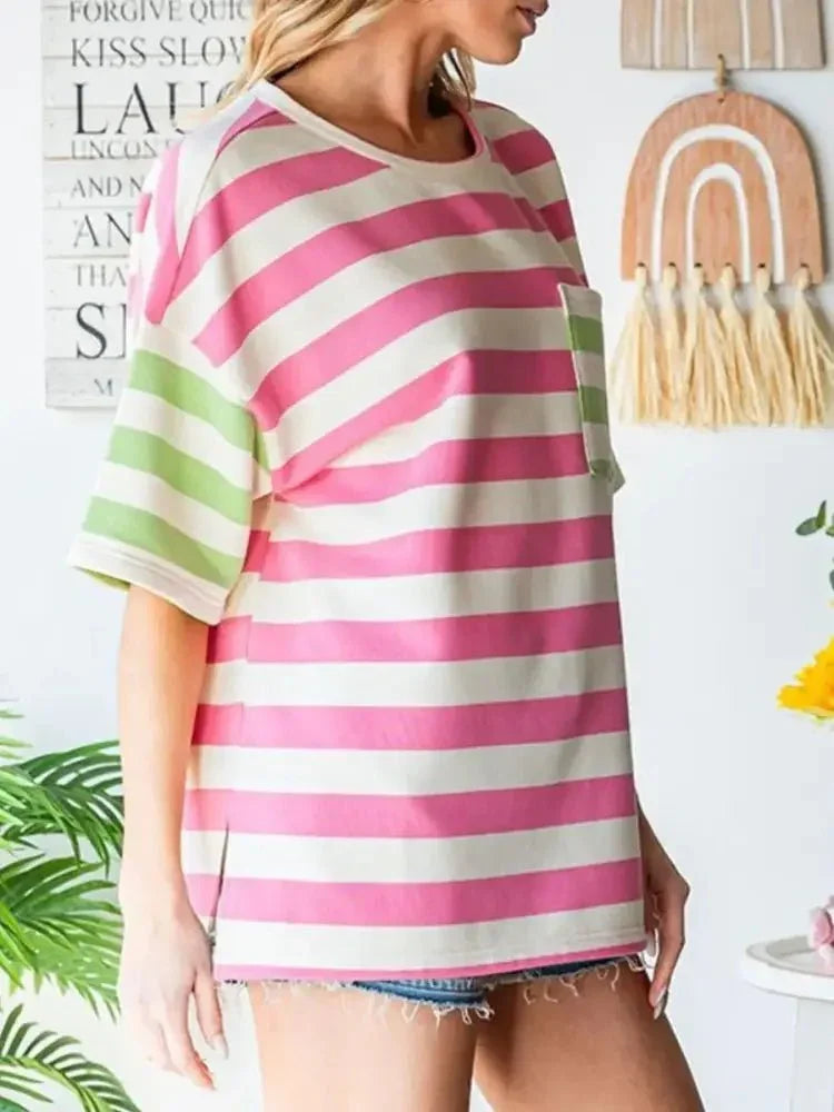 Striped Oversized Short Sleeve T-Shirt - Update AvenueT-ShirtsTrendsi100100893329294100100893329294688a26b3 - 93df - 4e77 - 84a7 - 32042e5c9201 - Max - OriginPink