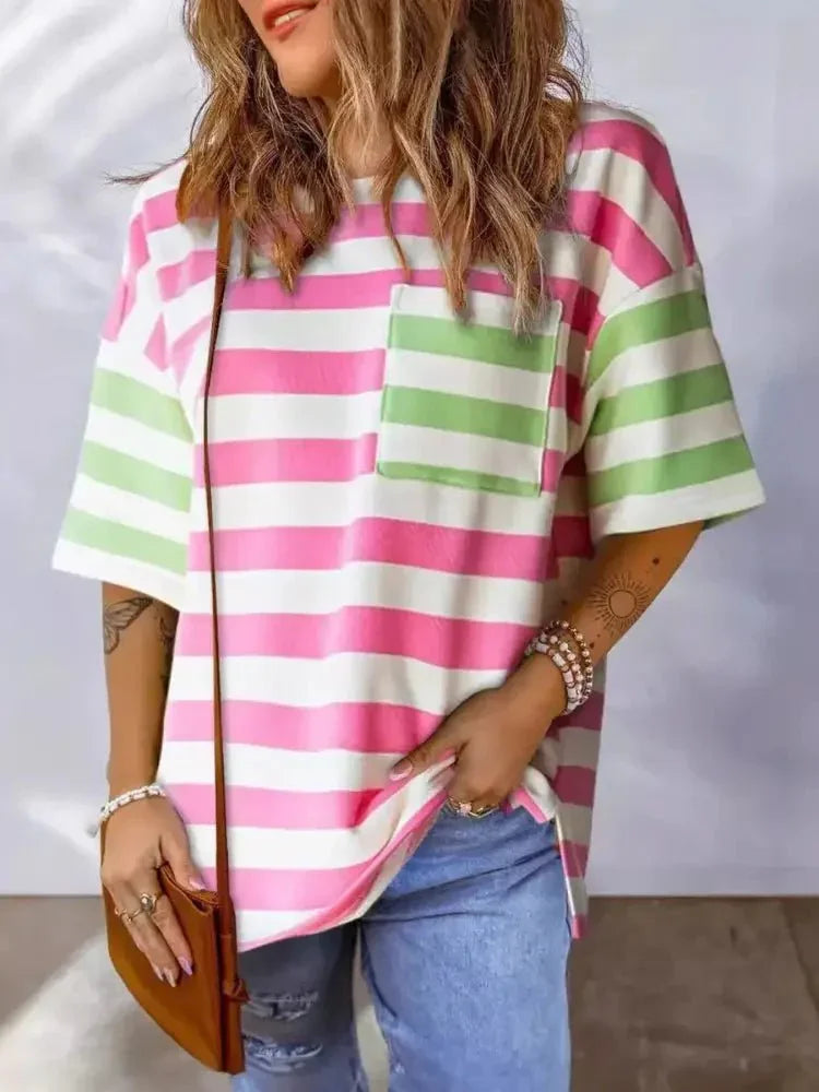 Striped Oversized Short Sleeve T-Shirt - Update AvenueT-ShirtsTrendsi100100893329294100100893329294b827da4c - 31d1 - 4fd7 - 83c6 - c7ea5e63d352 - Max - OriginPink