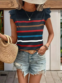 Striped Round Neck Cap Sleeve T-Shirt - Update AvenueT-ShirtsTrendsi10010030968930710010030968930755079e57 - 46bc - 4f82 - b410 - a4d2131798ab - Max - OriginDark Blue