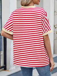 Striped Round Neck Half Sleeve T-Shirt - Update AvenueT-ShirtsTrendsi100100393081769100100393081769a73a2297 - b261 - 4b0f - 9968 - ba73531039aa - Max - OriginRed White