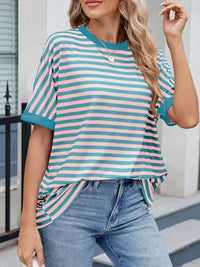 Striped Round Neck Half Sleeve T-Shirt - Update AvenueT-ShirtsTrendsi1001003930839201001003930839201dc1e564 - cec0 - 4707 - 9fd8 - bd475798fbb6 - Max - OriginBlush Pink