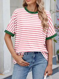 Striped Round Neck Half Sleeve T-Shirt - Update AvenueT-ShirtsTrendsi100100393087066100100393087066b427c819 - 8b09 - 408b - 97ce - 305ca7982f18 - Max - OriginPink White
