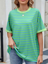 Striped Round Neck Half Sleeve T-Shirt - Update AvenueT-ShirtsTrendsi100100393087094100100393087094f7c2ff84 - d64e - 44d2 - 9576 - 535f65846388 - Max - OriginNeon Green
