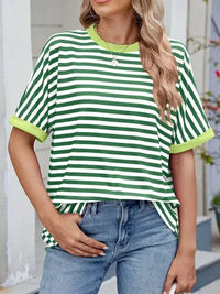 Striped Round Neck Half Sleeve T-Shirt - Update AvenueT-ShirtsTrendsi1001003930878111001003930878110bb48bb0 - ec83 - 4b69 - 9cf4 - 88984b2d288e - Max - OriginGreen White