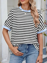 Striped Round Neck Half Sleeve T-Shirt - Update AvenueT-ShirtsTrendsi1001003930896441001003930896440306ae08 - 2c35 - 47d0 - 8281 - 6ebe725638a1 - Max - OriginBlack White