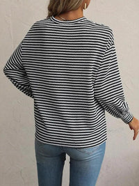 Striped Round Neck Lantern Sleeve Top - Update AvenueT-ShirtsTrendsi10010046855457810010046855457839b1d4c4dea7442690c3acec3c07bde8 - Max - OriginBlack