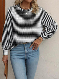 Striped Round Neck Lantern Sleeve Top - Update AvenueT-ShirtsTrendsi100100468554578100100468554578b96797ff9d0d4ce8b65c79d2f5952660 - Max - OriginBlack