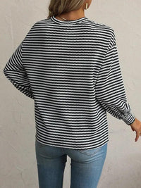 Striped Round Neck Lantern Sleeve Top - Update AvenueT-ShirtsTrendsi100100468554578100100468554578609fa54bade34ac19ed013634906055d - Max - OriginBlack
