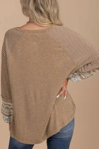 Striped Round Neck Long Sleeve Blouse - Update AvenueTrendsi100101536927602100101536927602b639ff192d734f92b4f3391faf736791 - MaxKhaki