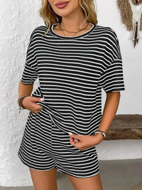 Striped Round Neck Short Sleeve Top and Shorts Set - Update AvenueVacation StyleTrendsi100100789781718100100789781718a4ddf5d6 - 29fa - 4cd3 - a2be - a993c7c631c4 - MaxBlack