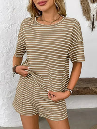 Striped Round Neck Short Sleeve Top and Shorts Set - Update AvenueVacation StyleTrendsi10010078978641010010078978641031cff02d - 9700 - 4103 - 863c - d6c0ea64564b - MaxBrown