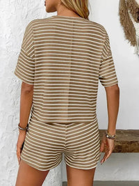 Striped Round Neck Short Sleeve Top and Shorts Set - Update AvenueVacation StyleTrendsi100100789786410100100789786410249e2e77 - ec6a - 486f - a2de - 37f3ccb57b83 - MaxBrown