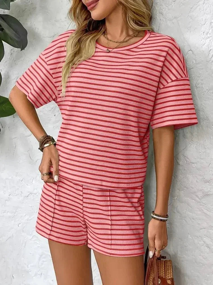 Striped Round Neck Short Sleeve Top and Shorts Set - Update AvenueVacation StyleTrendsi100100789786625100100789786625bd20d5e8 - c2c2 - 4ac6 - ab15 - b748bac6675b - MaxStrawberry